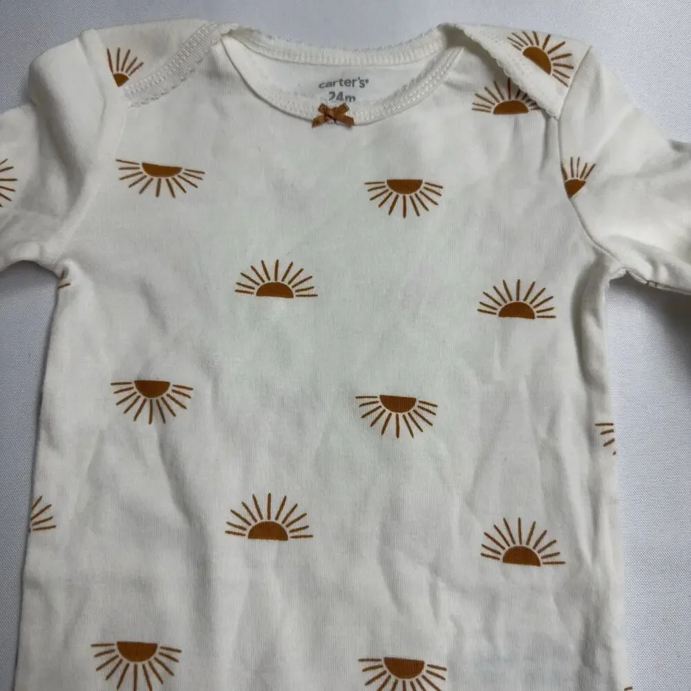 Carter's Long Sleeve Bodysuit Infant Size 24 Months White, Sun
